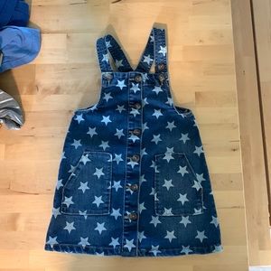 4T 4th of July Stars Denim Overall Dress